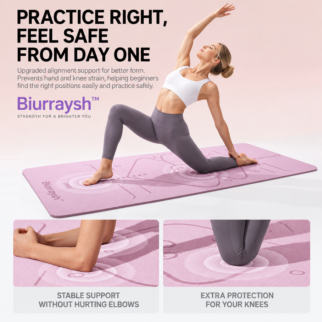 Biurraysh™ Double-Sided Non-Slip Yoga Mat | 6 mm Alignment Exercise Mat