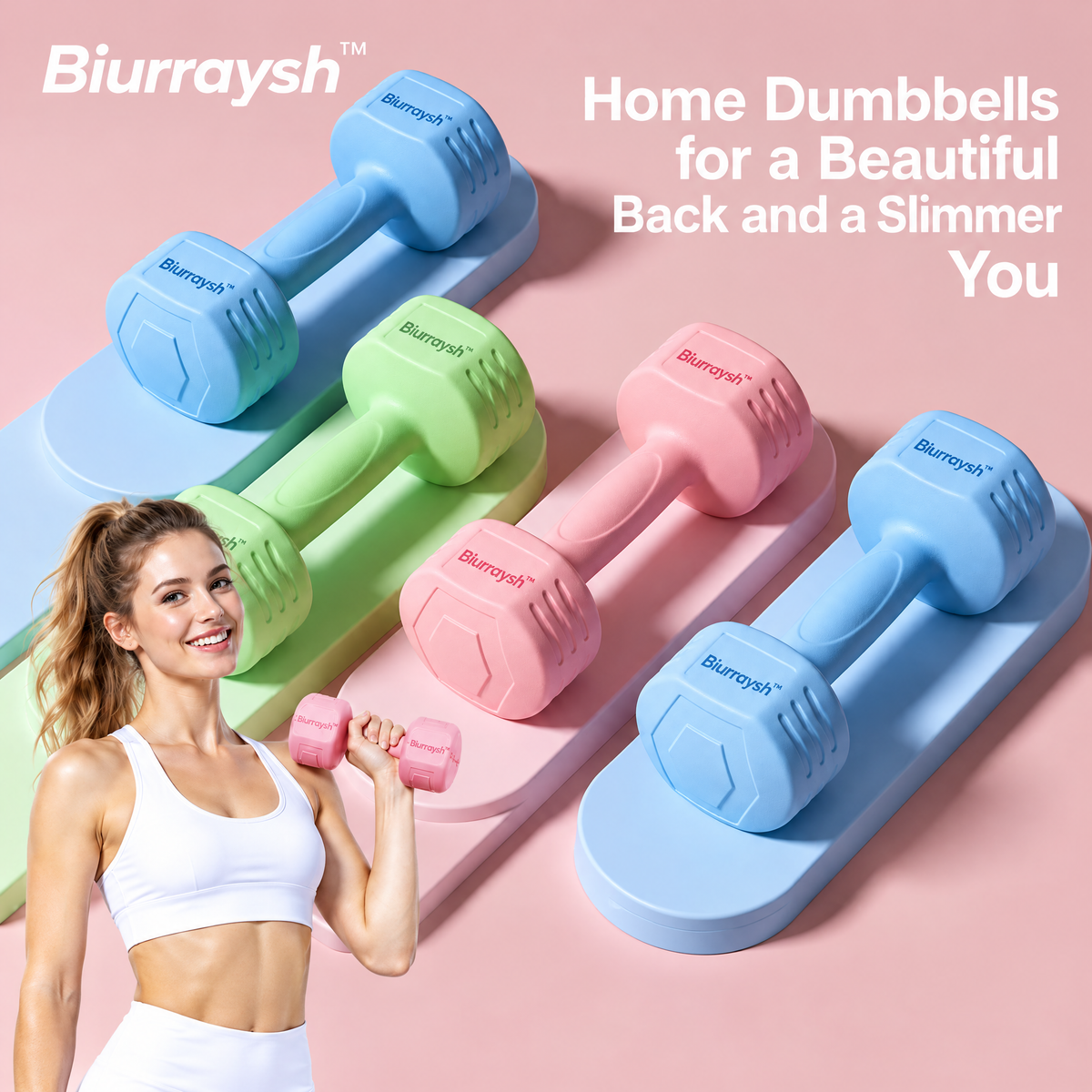 Biurraysh™ 2 kg Dumbbell Pair | Coated Hand Weights for Home Strength Training