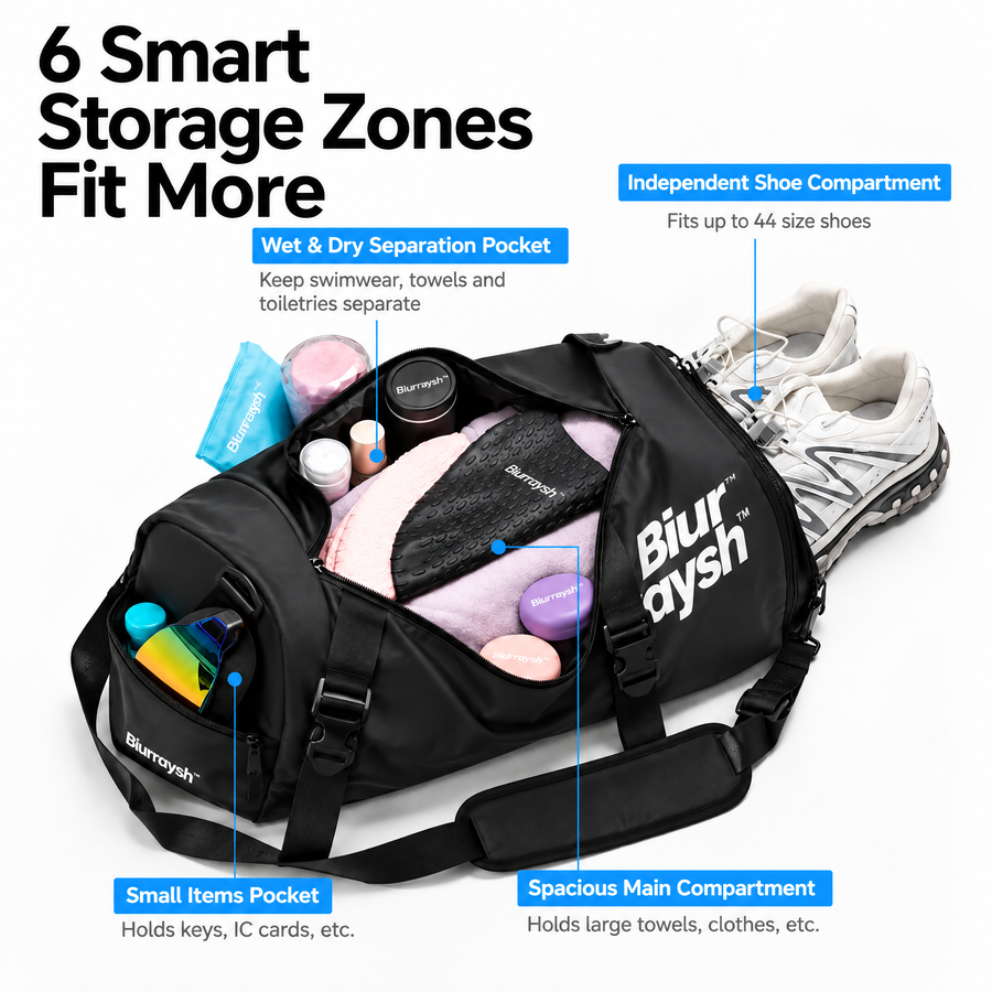 Biurraysh™ Wet-Dry Swim Duffel Bag | Gym Bag with Shoe Compartment