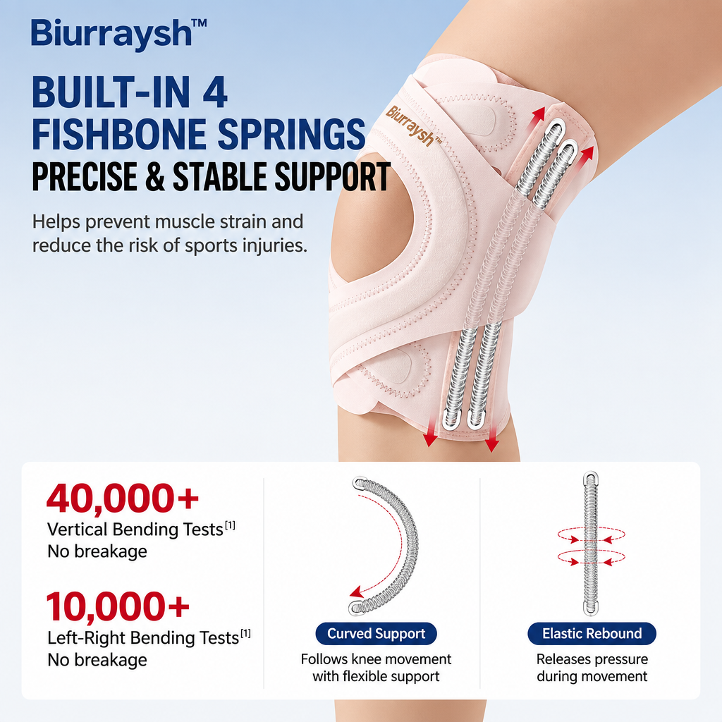 Biurraysh™ Open-Patella Knee Brace | Cross-Strap Support with Side Springs