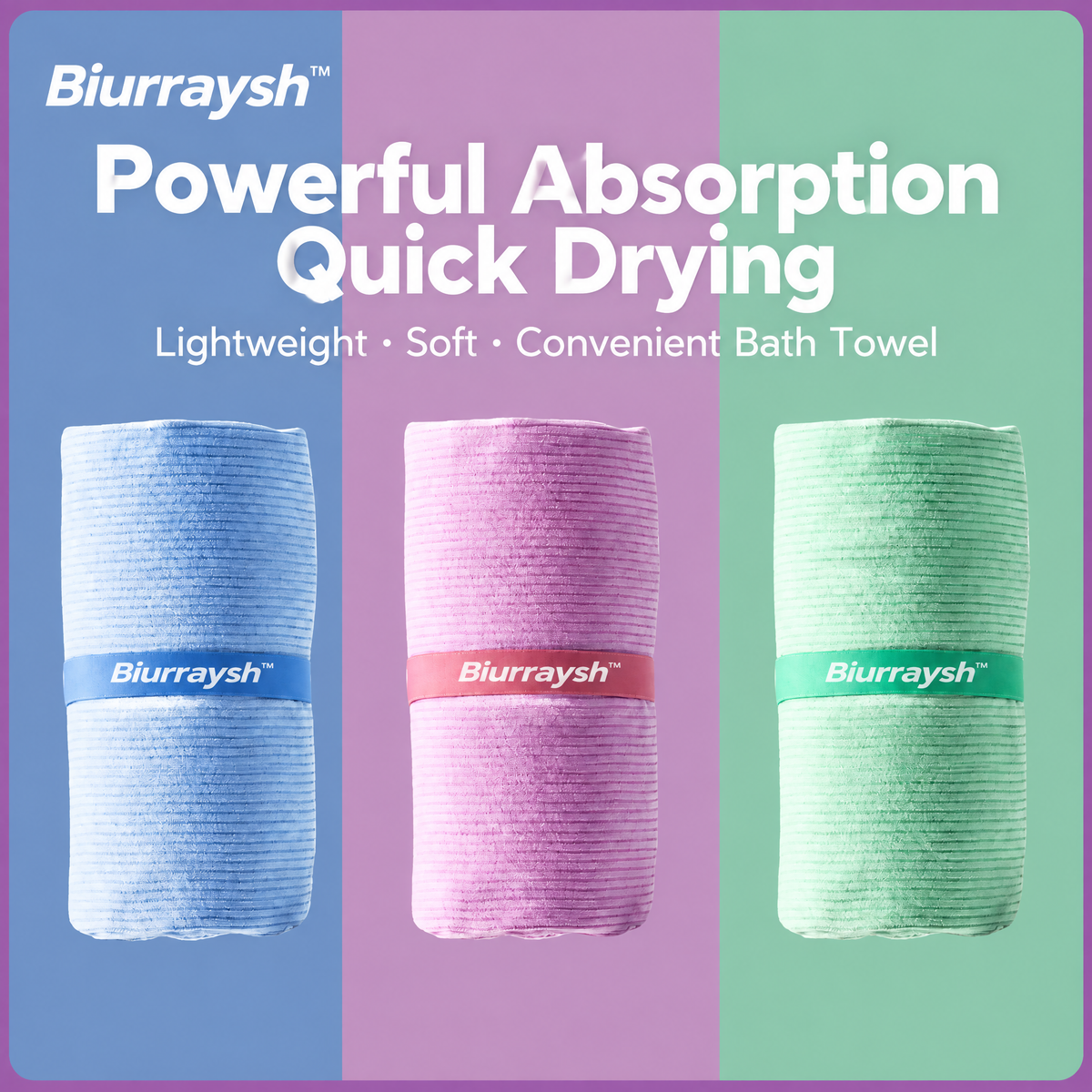 Biurraysh™ Quick-Dry Swim Towel | Soft Absorbent Packable Pool & Gym Towel